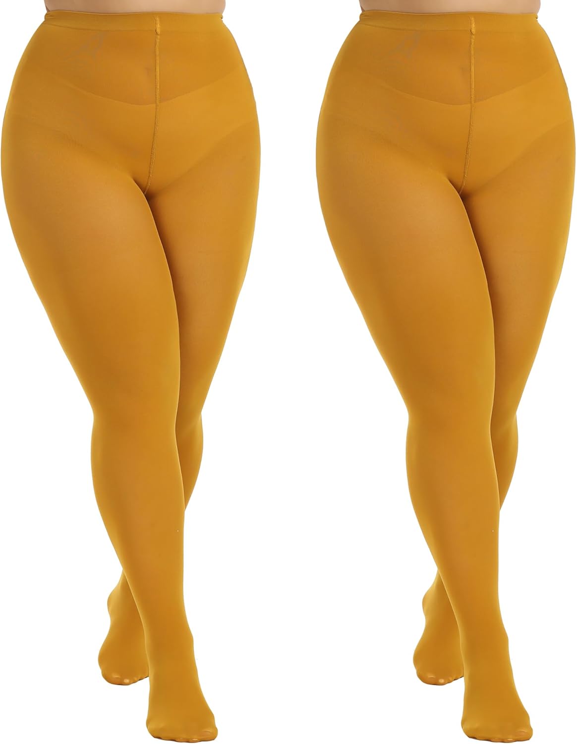 MANZI Women's 2 Pairs Plus Size Control Top Tights Ultra-Soft Panty Hose