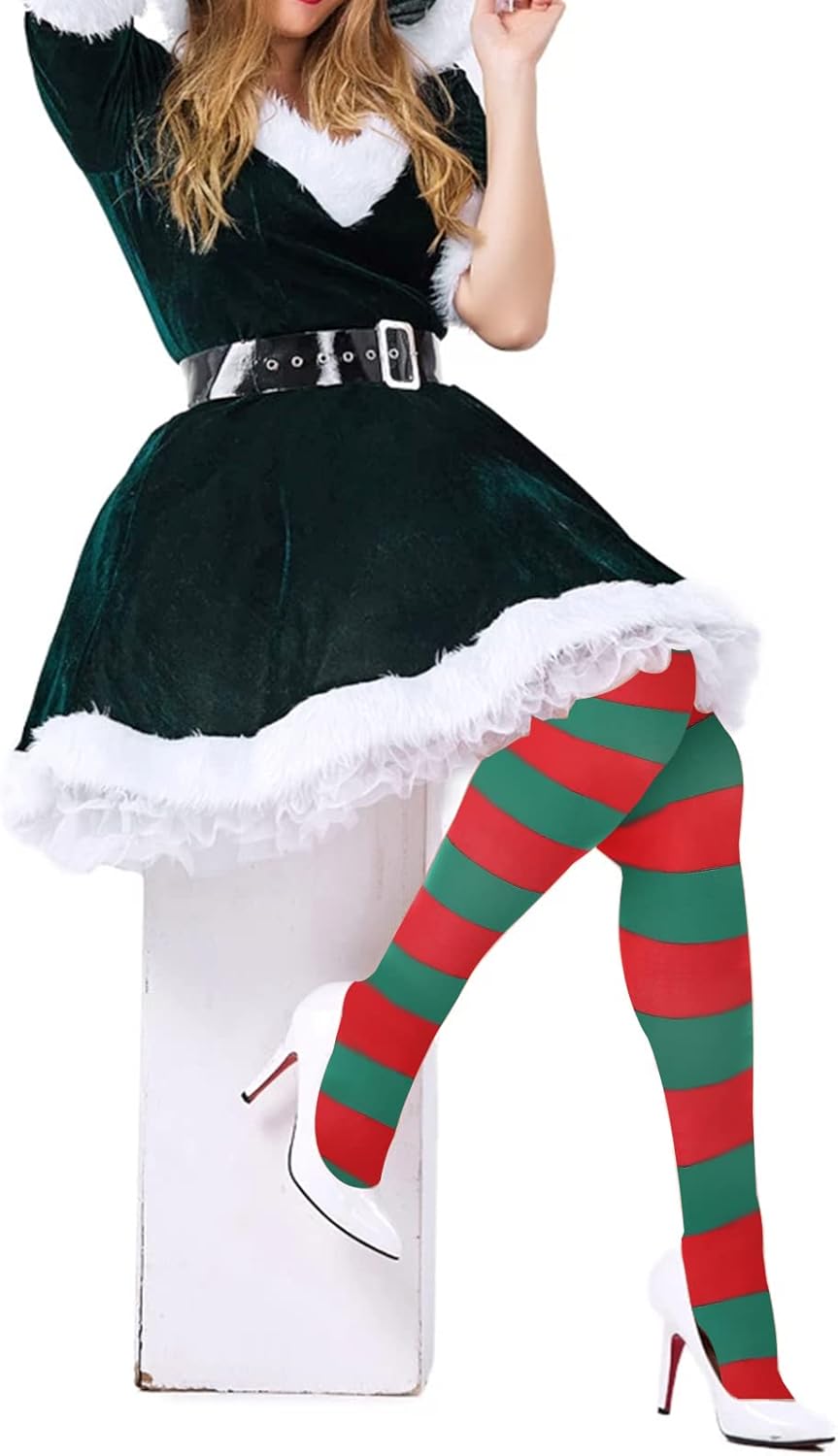 MANZI 2 Pairs Christmas Halloween Striped Tights