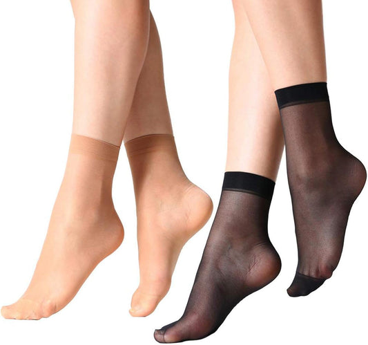 MANZI 12 Pairs Nylon Pantyhose Socks Ankle Sheer Hosiery