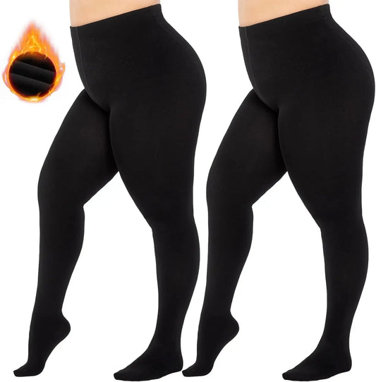 MANZI 2 Pairs Women's Plus Size Fleece Lined Tights My Store