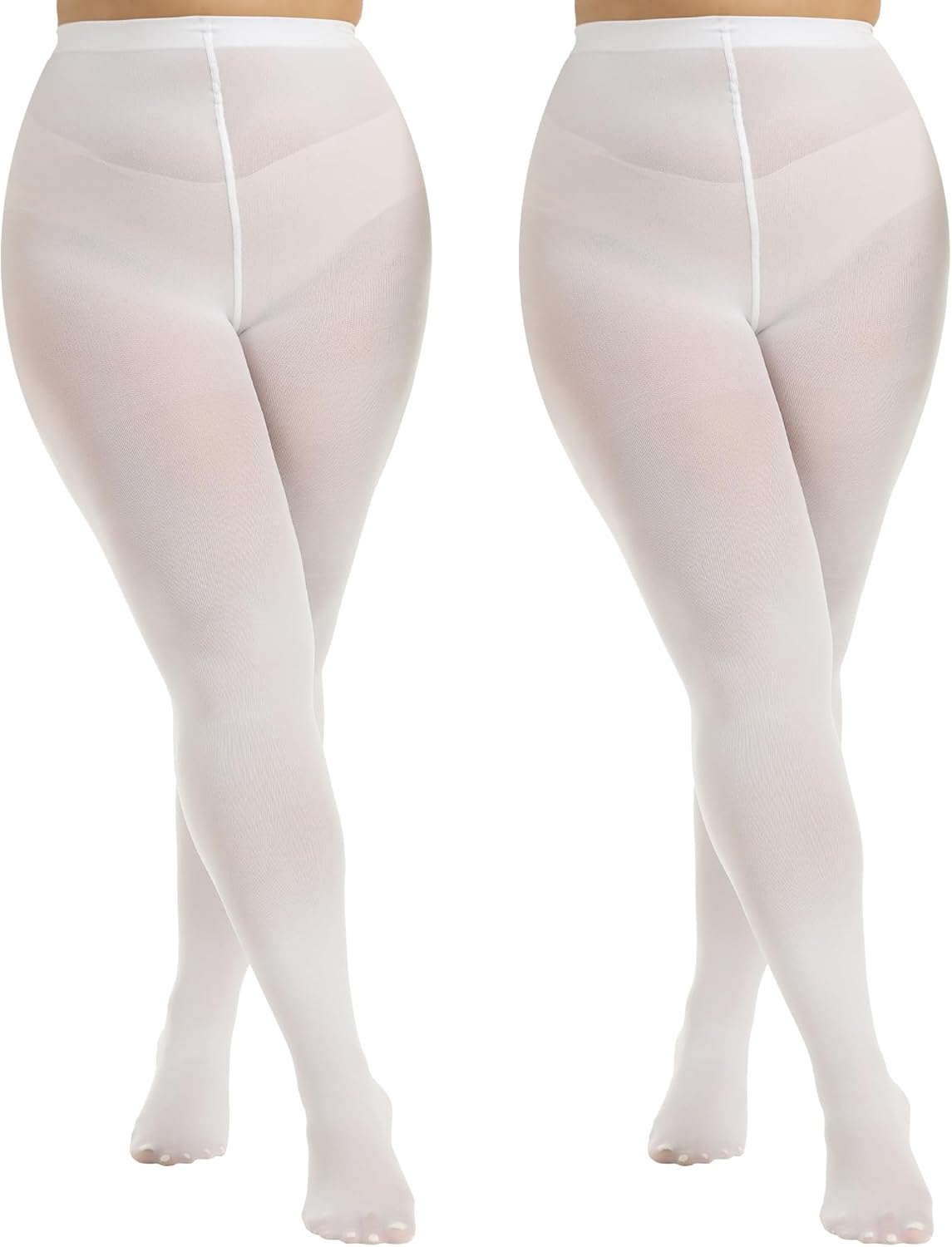 MANZI Women's 2 Pairs Plus Size Control Top Tights Ultra-Soft Panty Hose