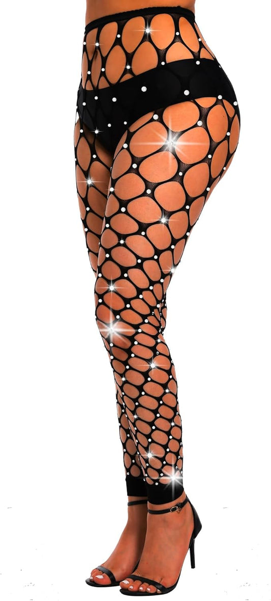MANZI Womens Sexy Sparkly Rhinestone Footless
