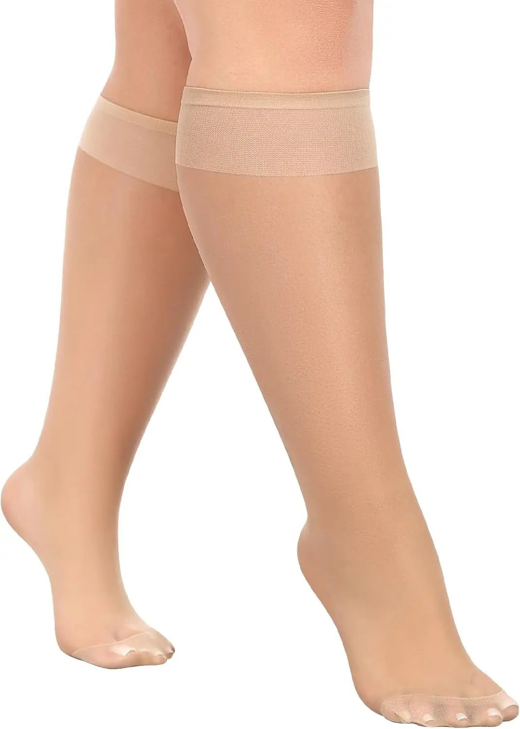 MANZI 10 Pairs Plus Size Knee High Stockings for Women 15D Manzi