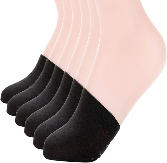 MANZI Women's 6 Pairs Non-Skid Toe Topper No Show Liner Socks