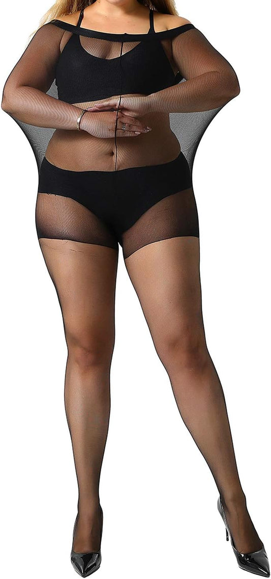 MANZI Women's 2 Pairs Plus Size Control Top Tights Ultra-Soft Panty Hose