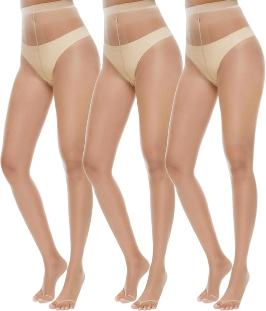 MANZI 3 Pairs Toeless Pantyhose Tights for Women Ultra Thin 10D My Store