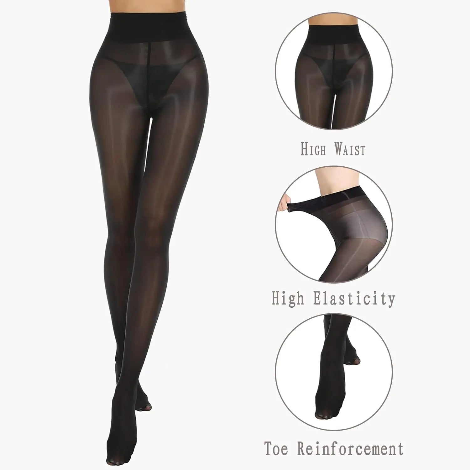 MANZI 2 Pairs Women's Shiny Sheer Tights High Waist My Store