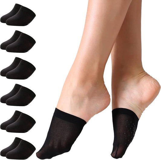 MANZI 6 Pairs Toe Topper Women Socks Half Noshow Seamless Socks