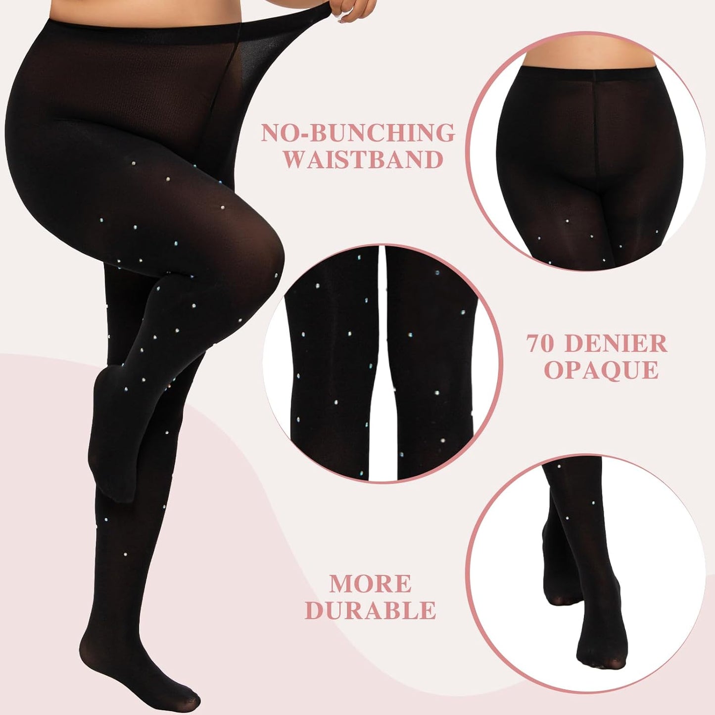 MANZI Sparkle Rhinestone Plus Size Tights