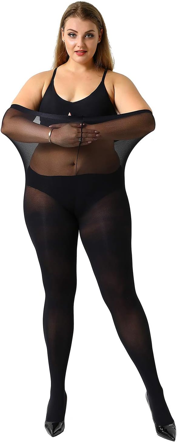 MANZI Women's 2 Pairs Plus Size Control Top Tights Ultra-Soft Panty Hose