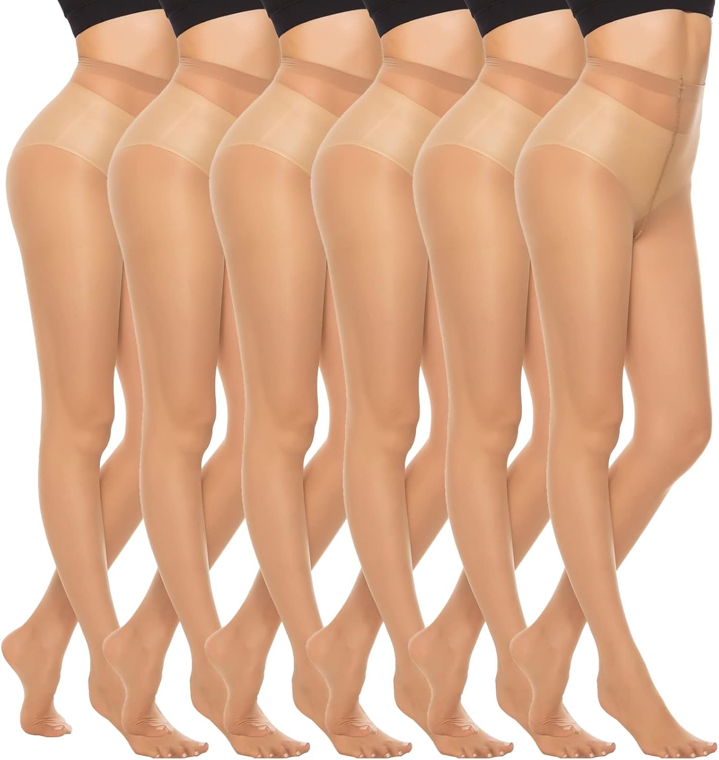 MANZI 6 Pairs 20D Women's Sheer Tights