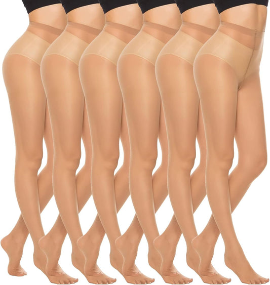 MANZI 6 Pairs 20D Women's Sheer Tights