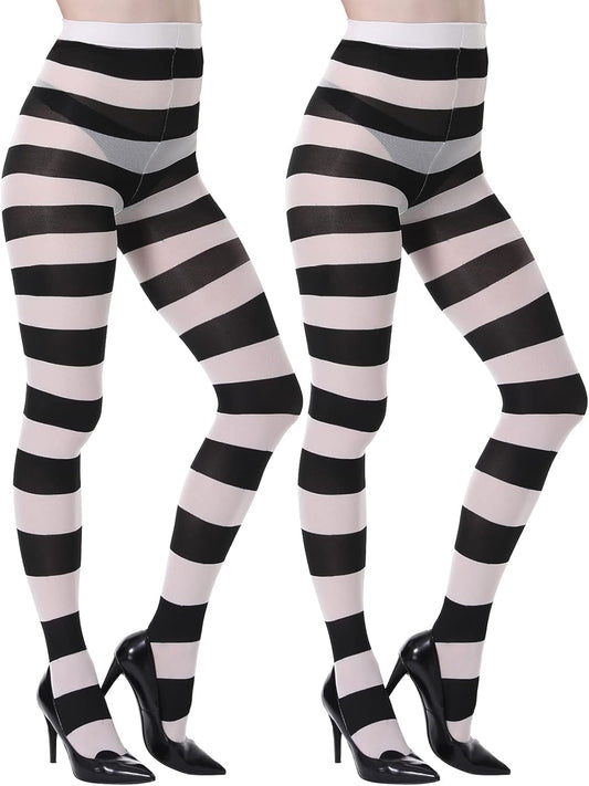 MANZI Horizontal Striped Tights for Women Pack of 2