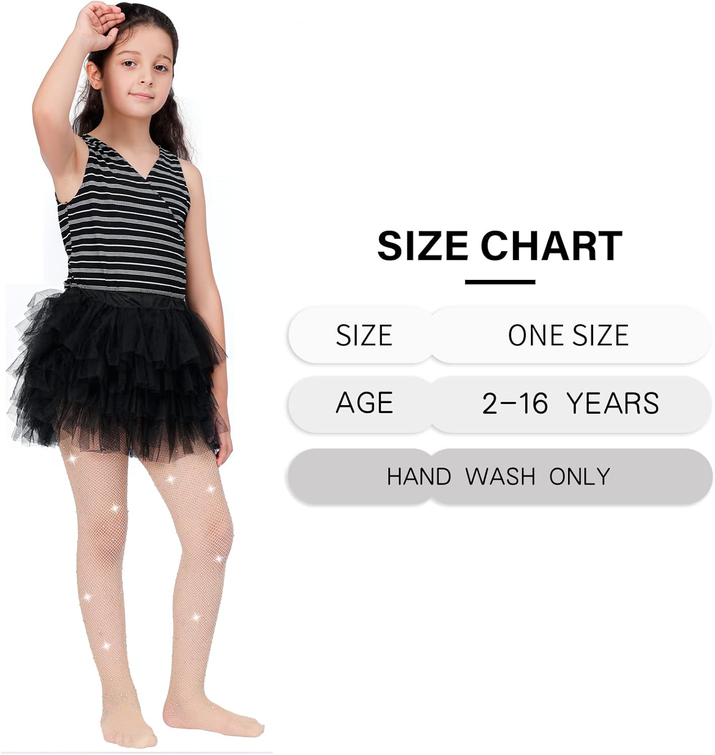 MANZI Rhinestone Fishnets Tights for Girls (Pack of 2)