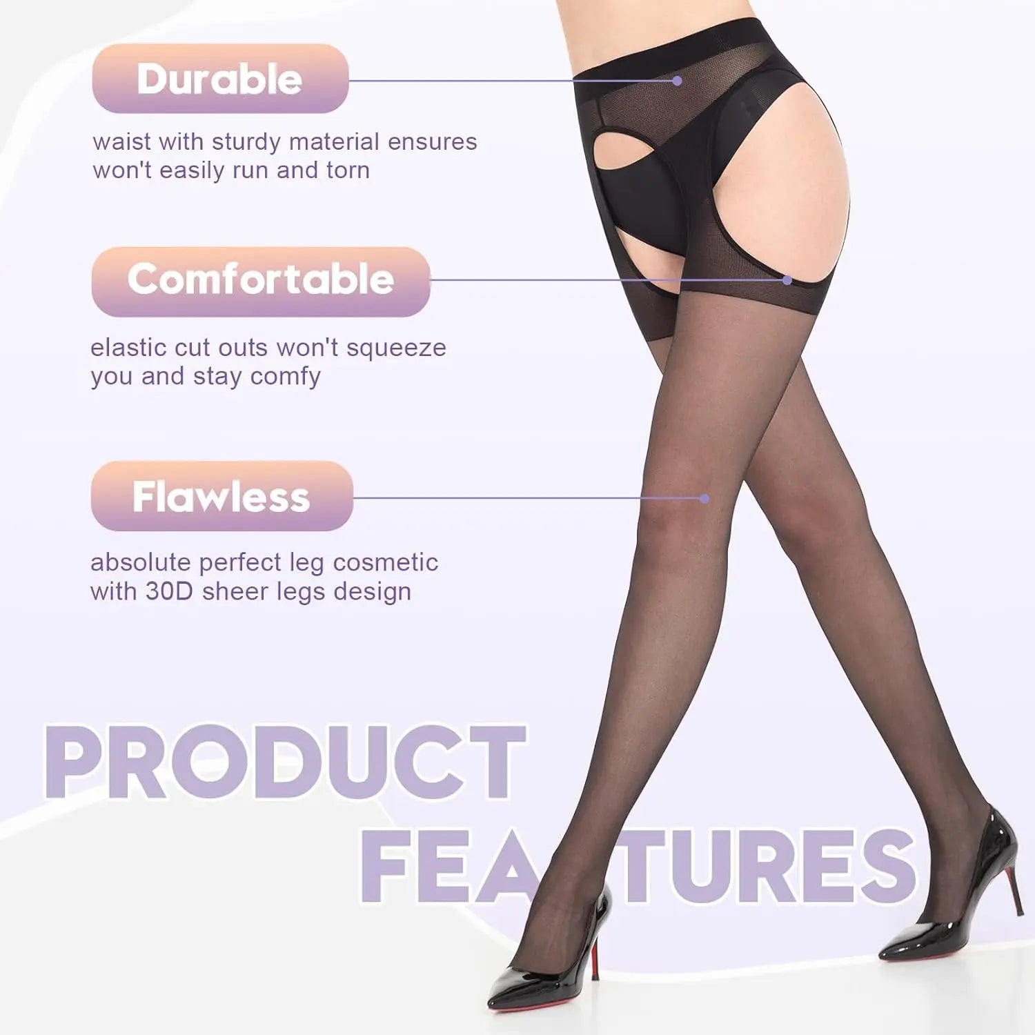 MANZI Suspender Tights for Women Sheer Garter Pantyhose My Store