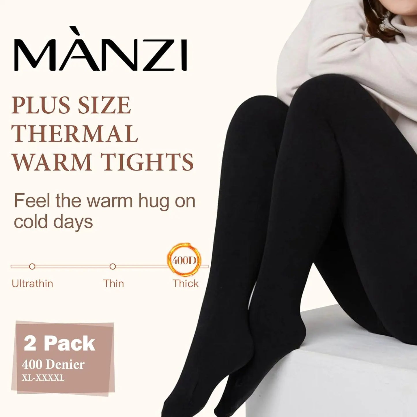 MANZI 2 Pairs Women's Plus Size Fleece Lined Tights My Store