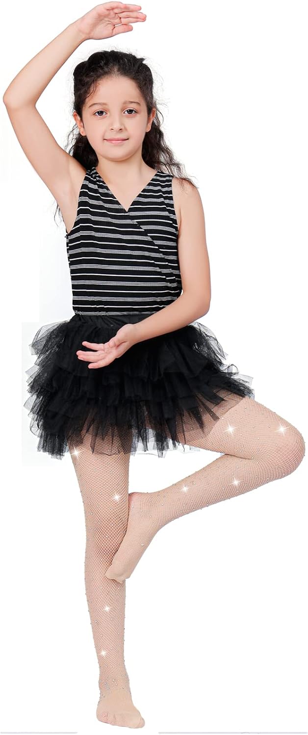 MANZI Rhinestone Fishnets Tights for Girls (Pack of 2)