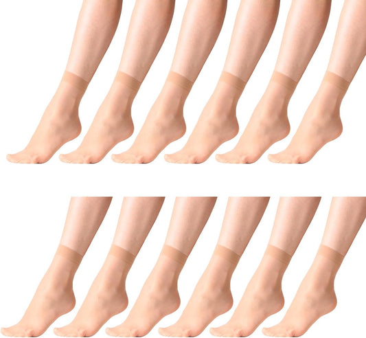 MANZI Nylon Sheer Socks For Women Ankle High Stockings