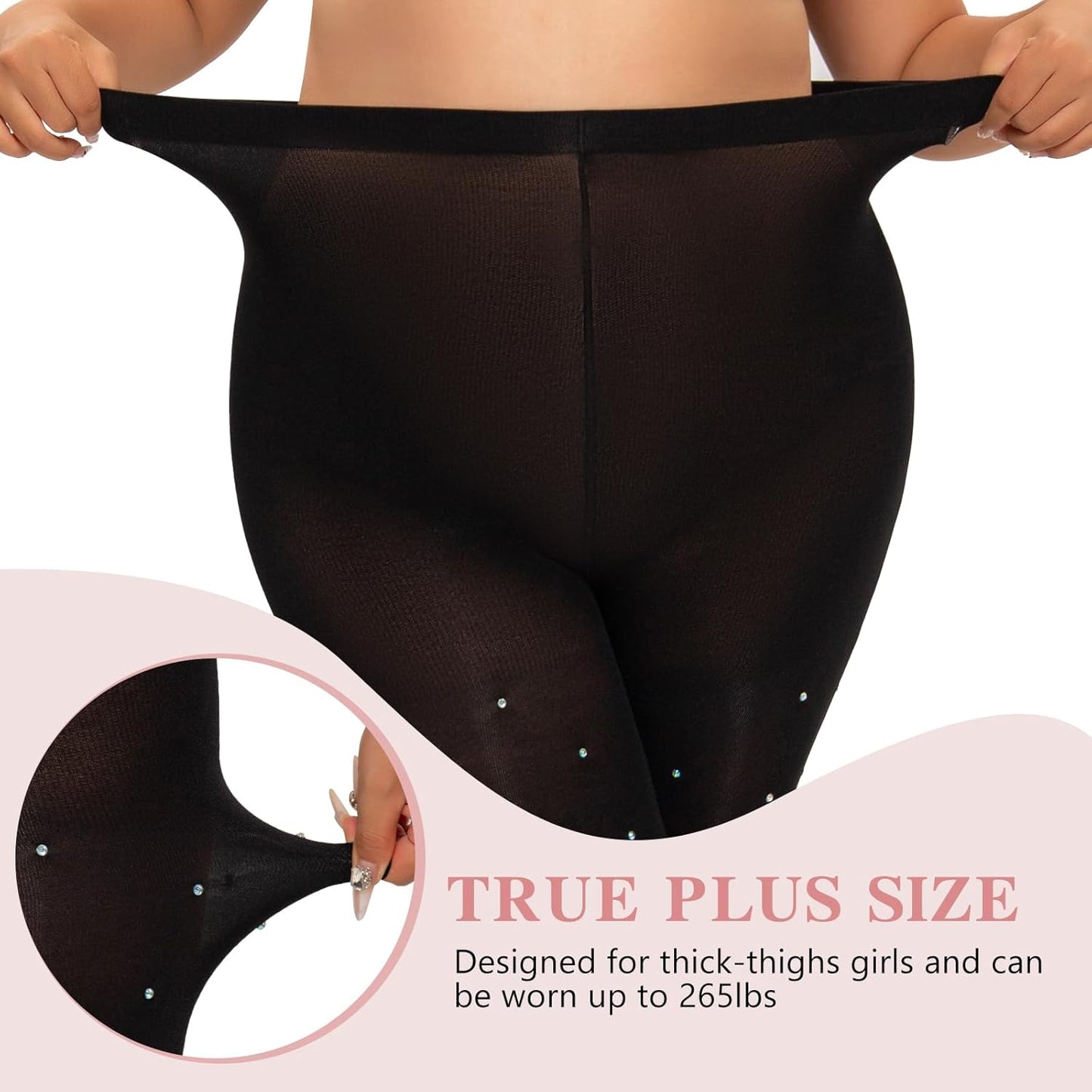 MANZI Sparkle Rhinestone Plus Size Tights