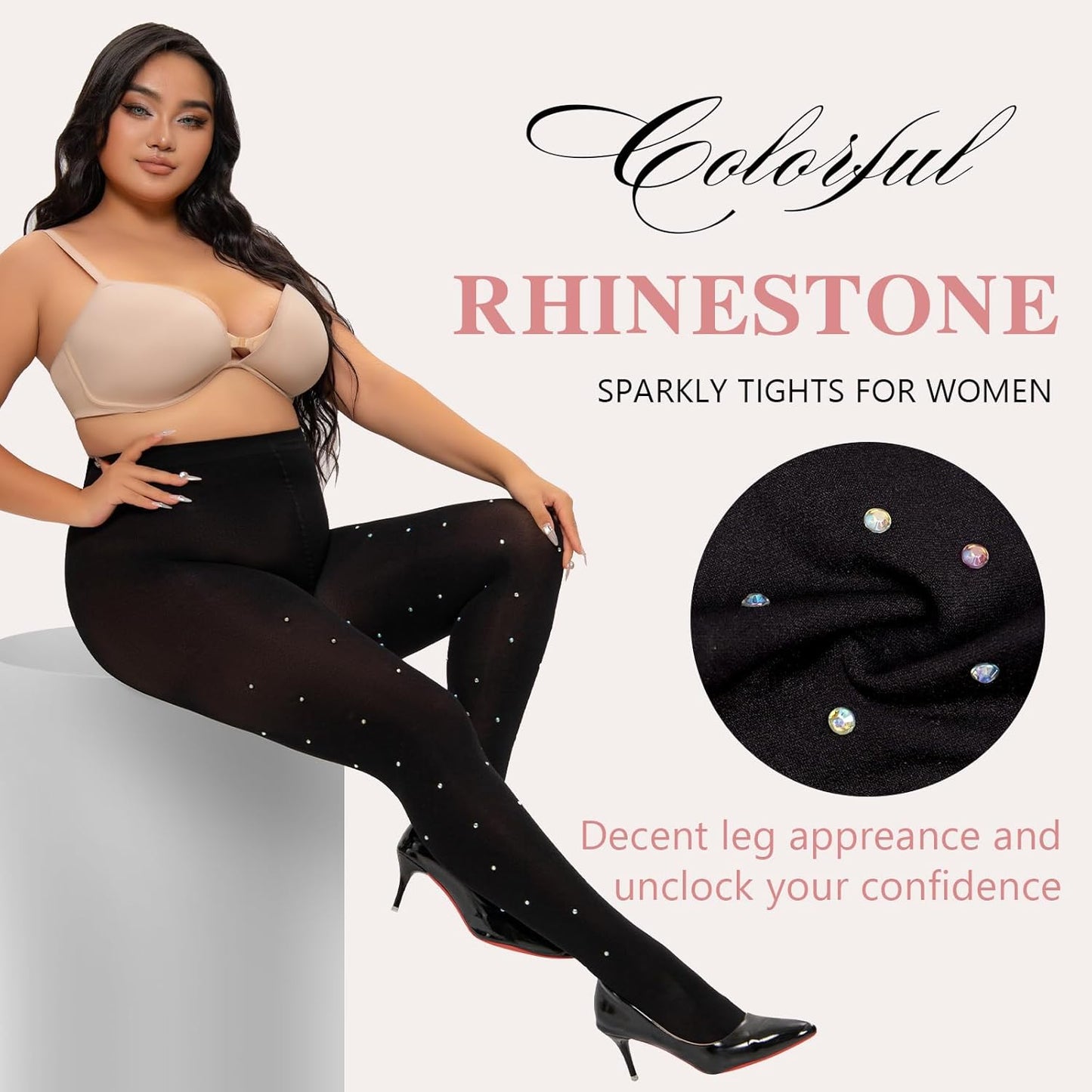 MANZI Sparkle Rhinestone Plus Size Tights