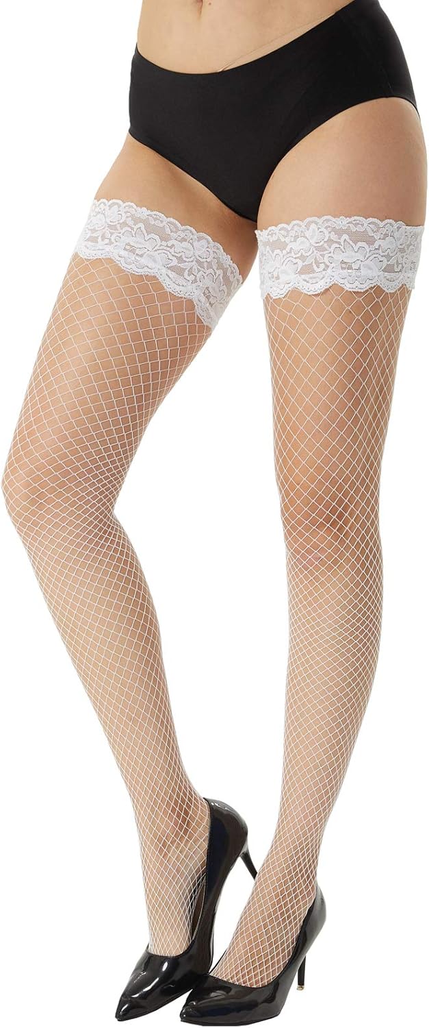 MANZI Fishnet Thigh High Stockings for Women