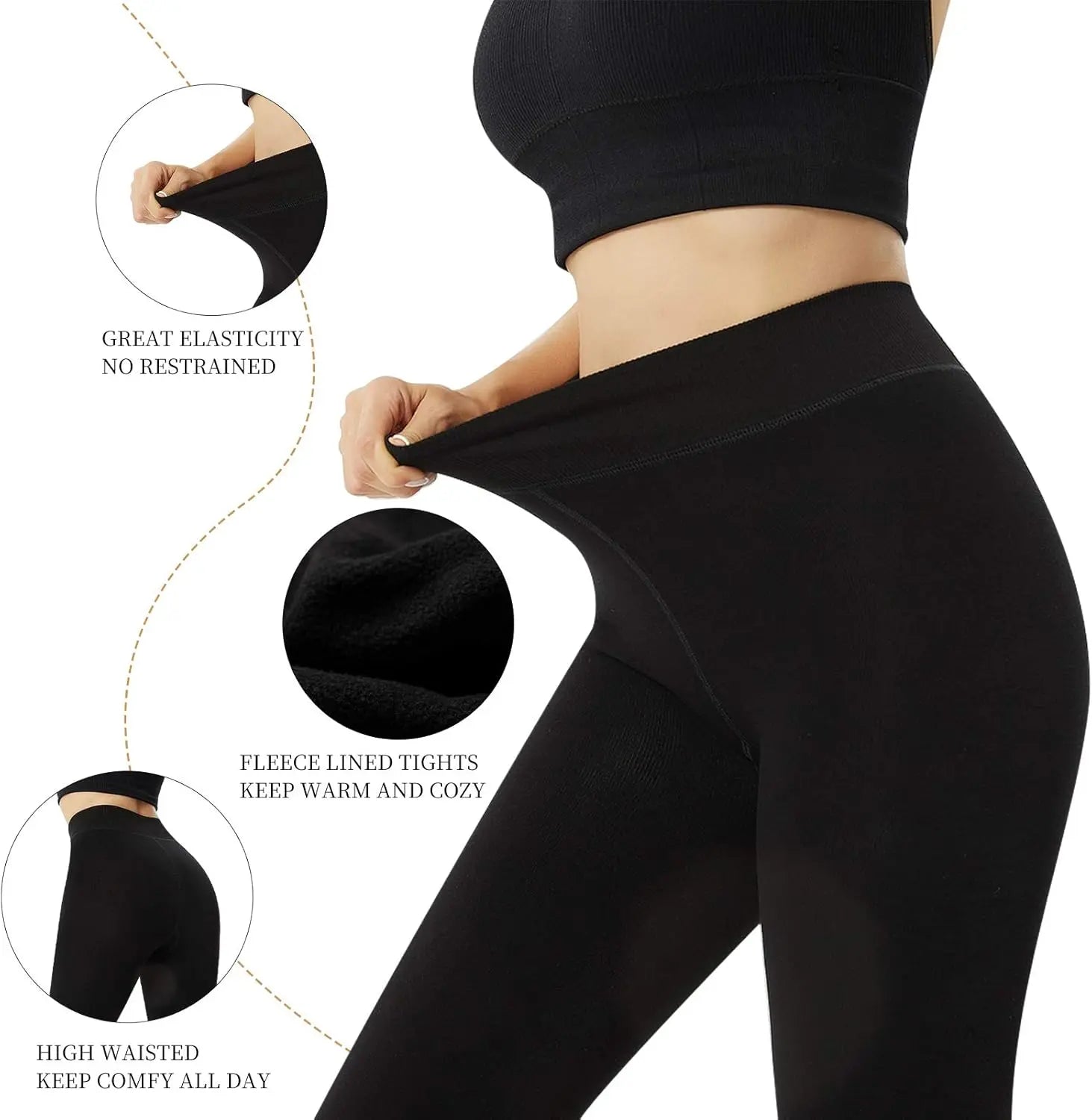 MANZI Fleece Lined Tights Women 800D Winter tights(Pack of 2) My Store