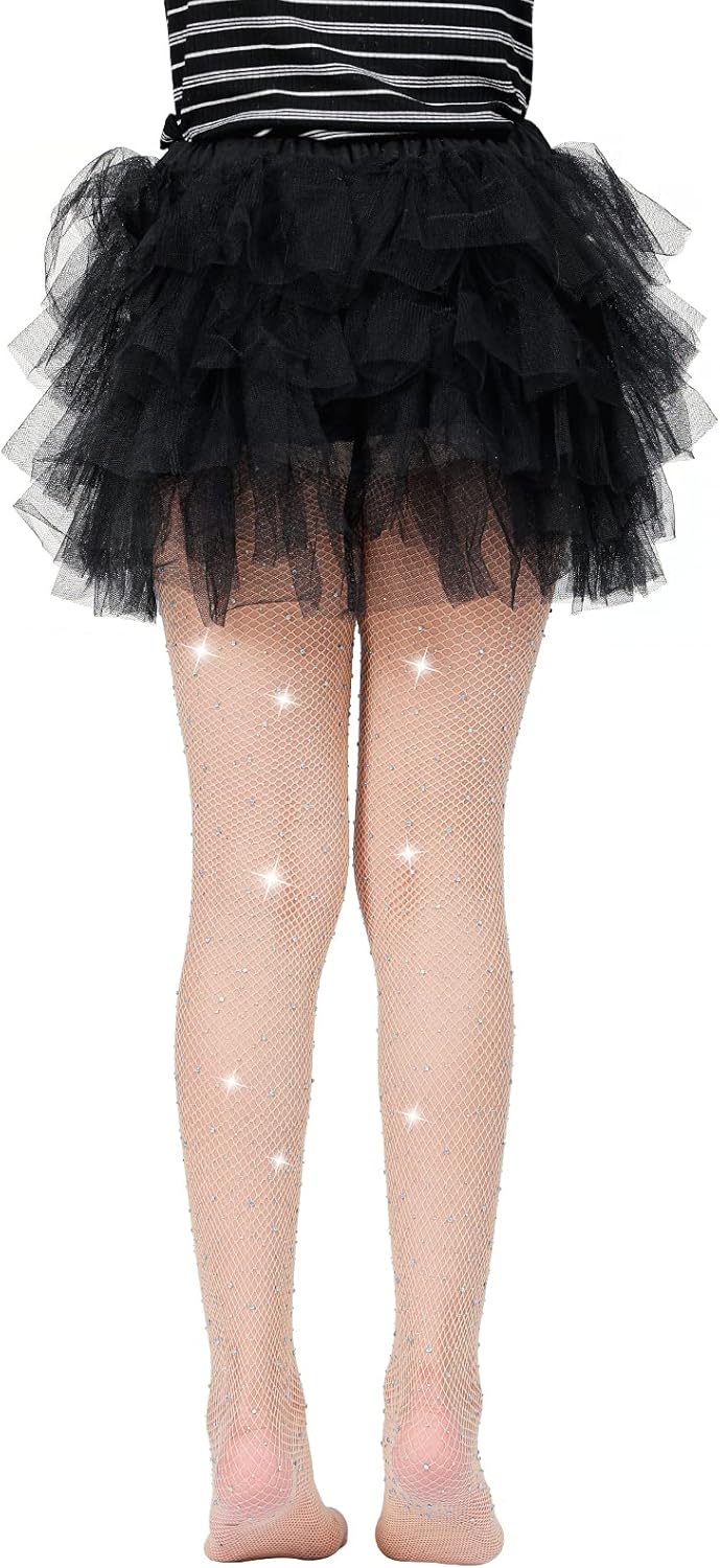 MANZI Rhinestone Fishnets Tights for Girls (Pack of 2)