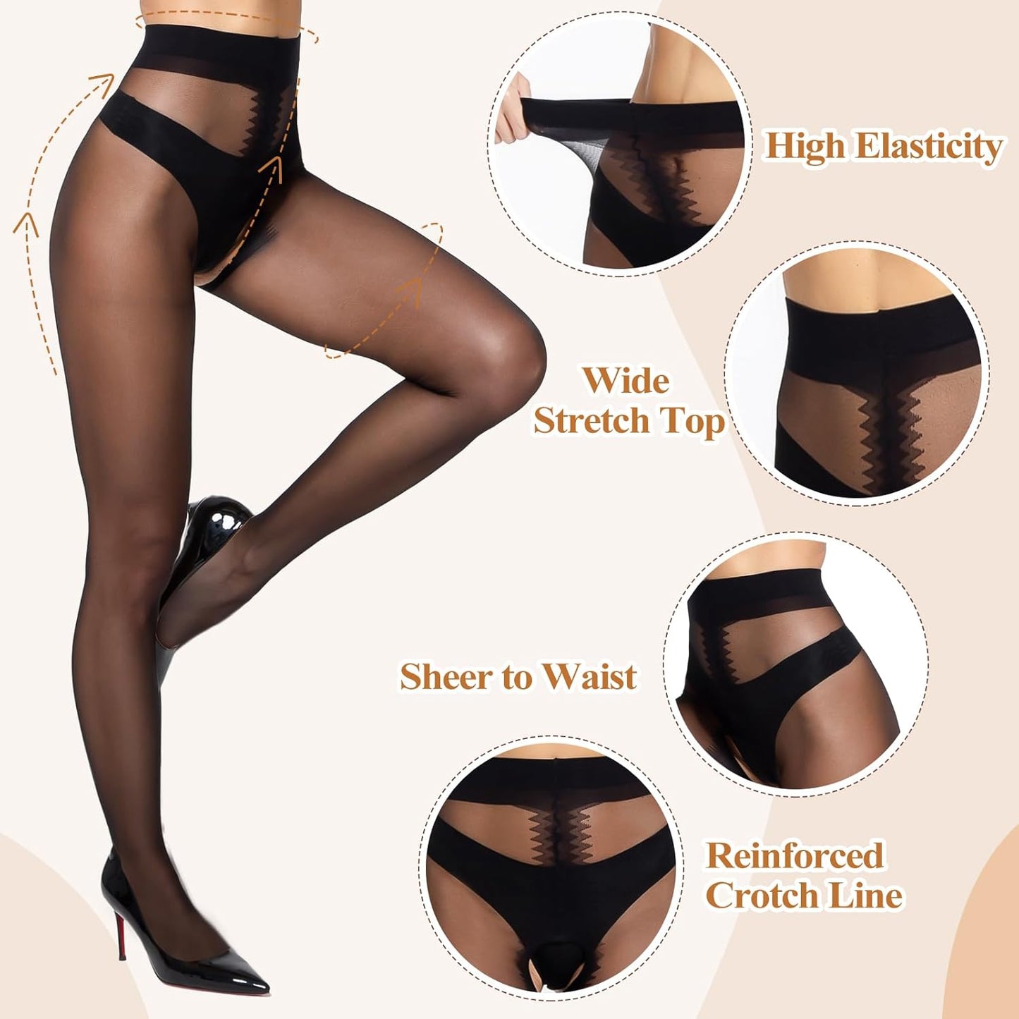 MANZI Sheer Pantyhose for Women 30 Denier