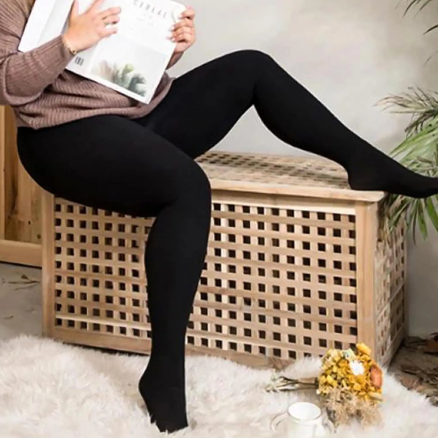 MANZI 2 Pairs Women's Plus Size Fleece Lined Tights My Store