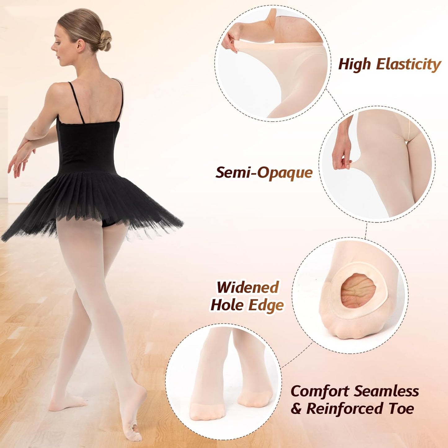 MANZI Women's Dance Tights Pink Convertible Ballet