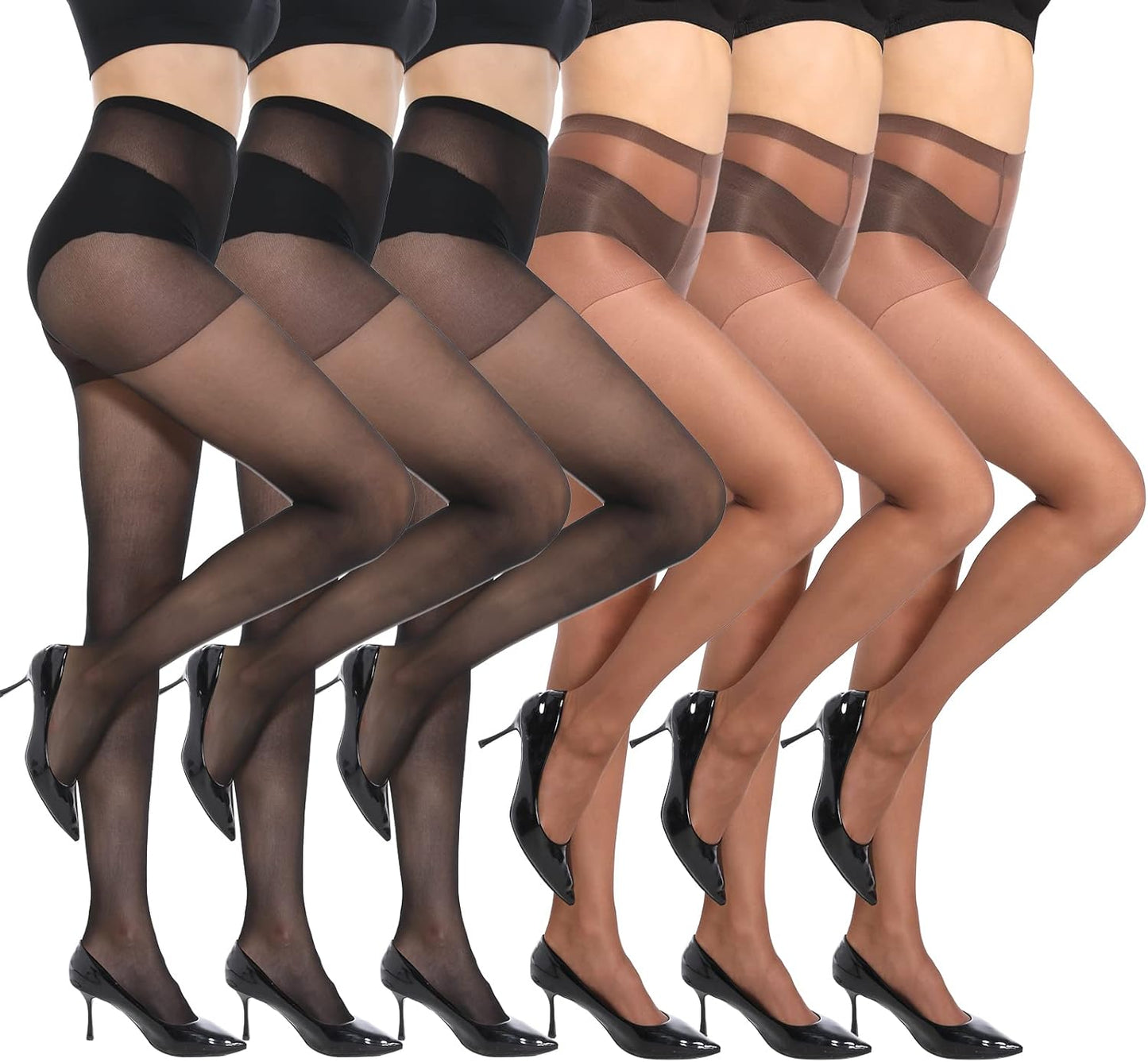 MANZI 6 Pairs 20D Women's Sheer Tights