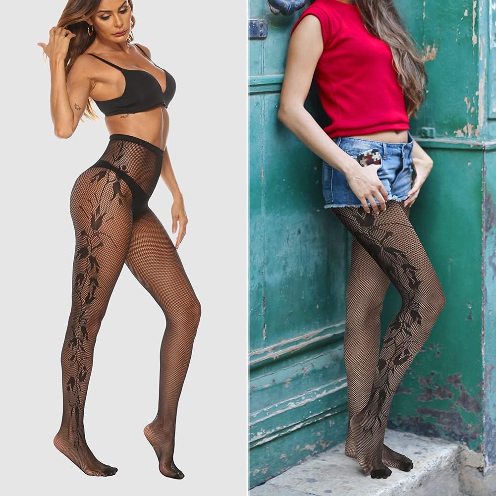 MANZI Womens Fishnet Tights Patterned Stockings Stretch Fishnets Panty Hose