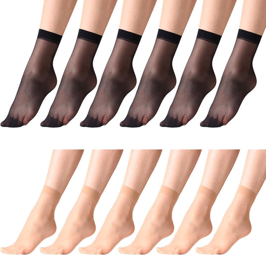 MANZI Nylon Sheer Socks For Women Ankle High Stockings