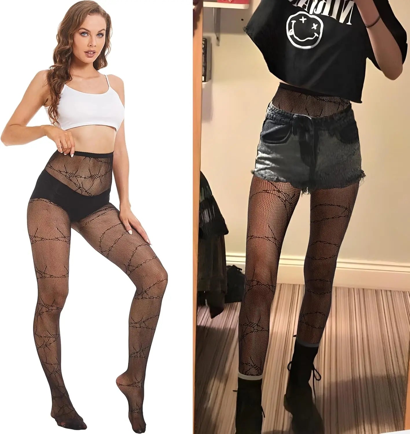 MANZI Fishnet Tights for Women Patterned Fishnets Stockings My Store