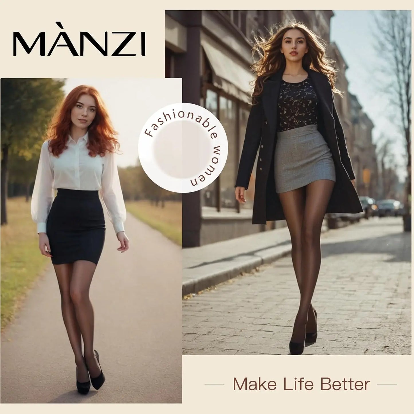 MANZI 3 Pairs Shiny Pantyhose for Women 15D My Store