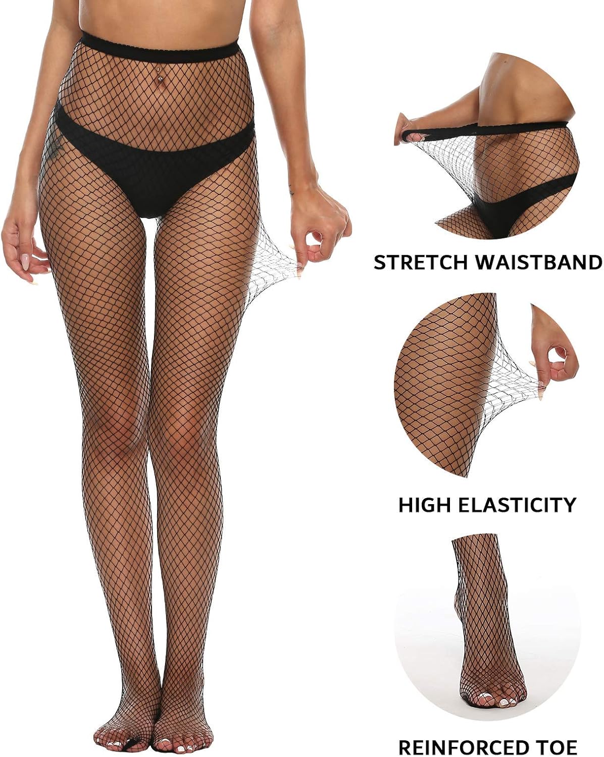 MANZI High Waist Fishnet Stockings Classic Fishnet Tights