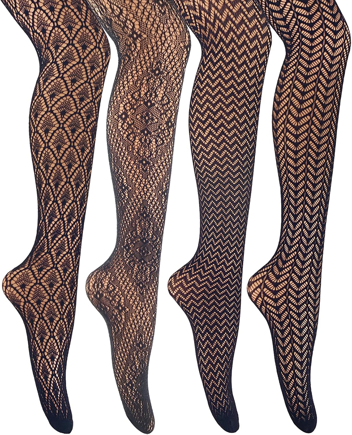 MANZI Womens Fishnet Tights Patterned Stockings Stretch Fishnets Panty Hose