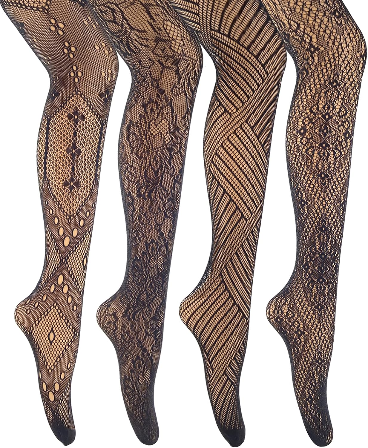 MANZI Womens Fishnet Tights Patterned Stockings Stretch Fishnets Panty Hose