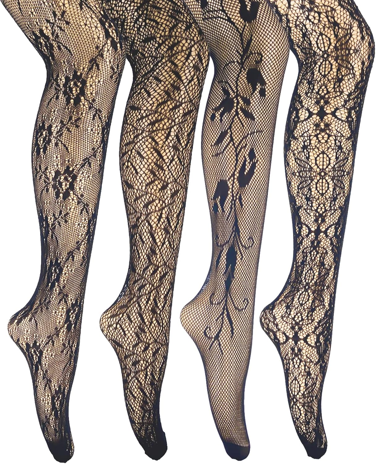 MANZI Womens Fishnet Tights Patterned Stockings Stretch Fishnets Panty Hose