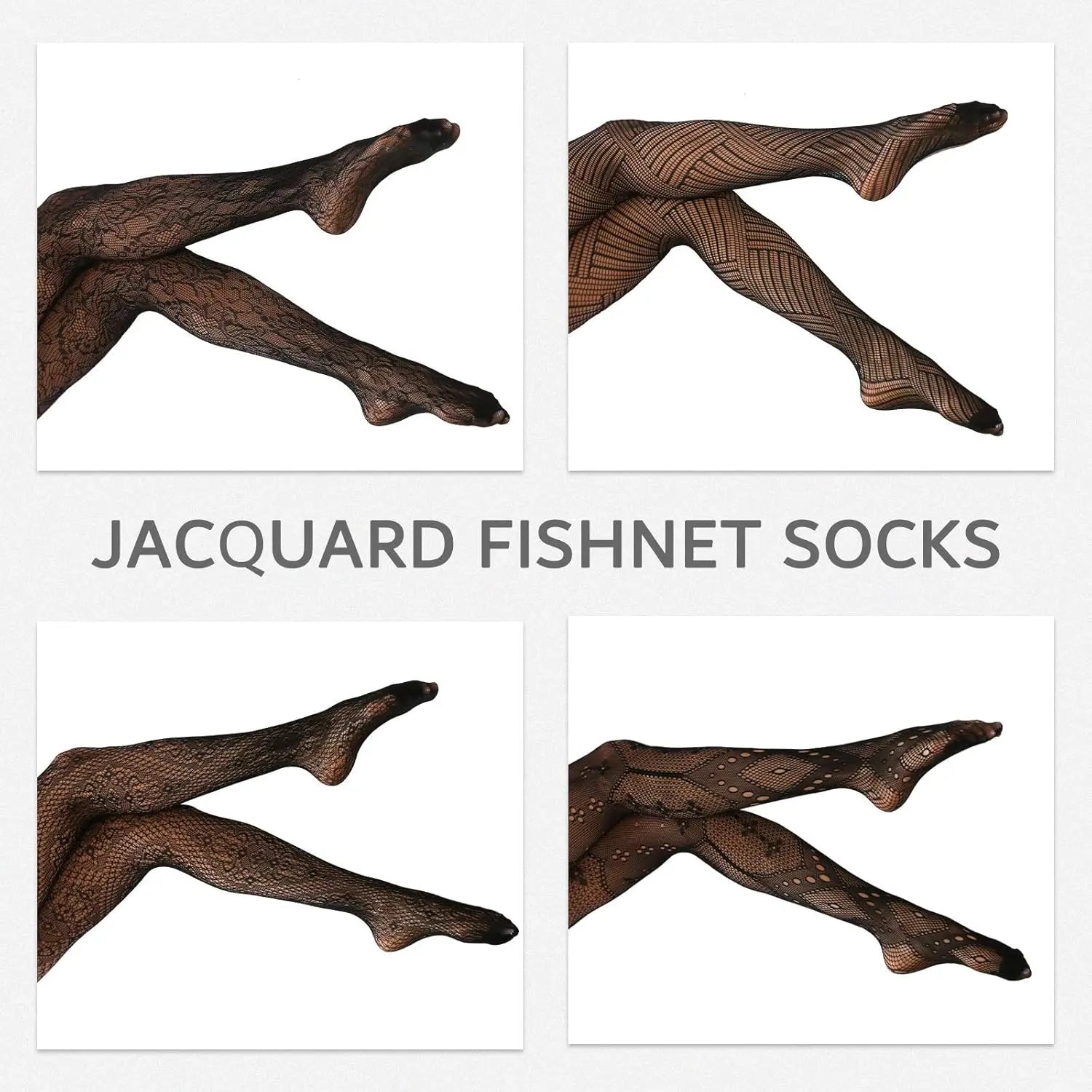 MANZI 4 Pairs Womens Patterned Black Fishnet Stockings My Store