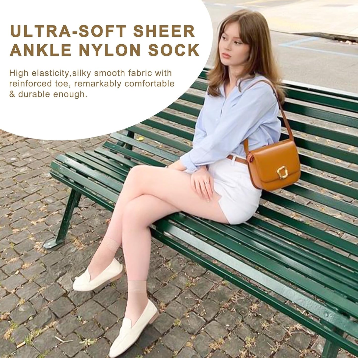 MANZI Nylon Sheer Socks For Women Ankle High Stockings