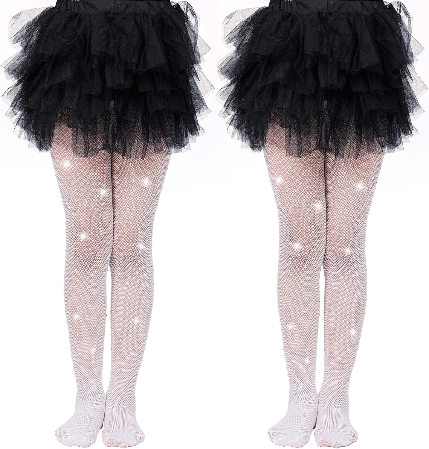 MANZI Rhinestone Fishnets Tights for Girls (Pack of 2)