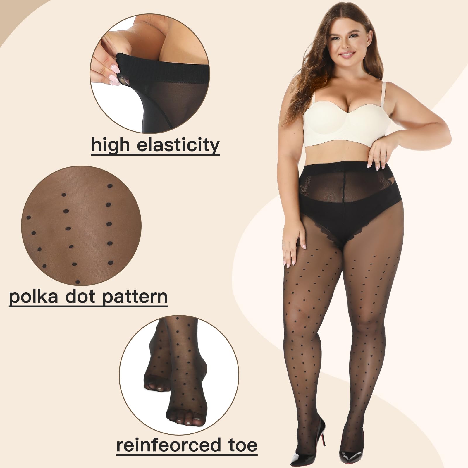 MANZI Tights for Women Patterned Sheer Ultra Thin High Waist Pantyhose Manzi