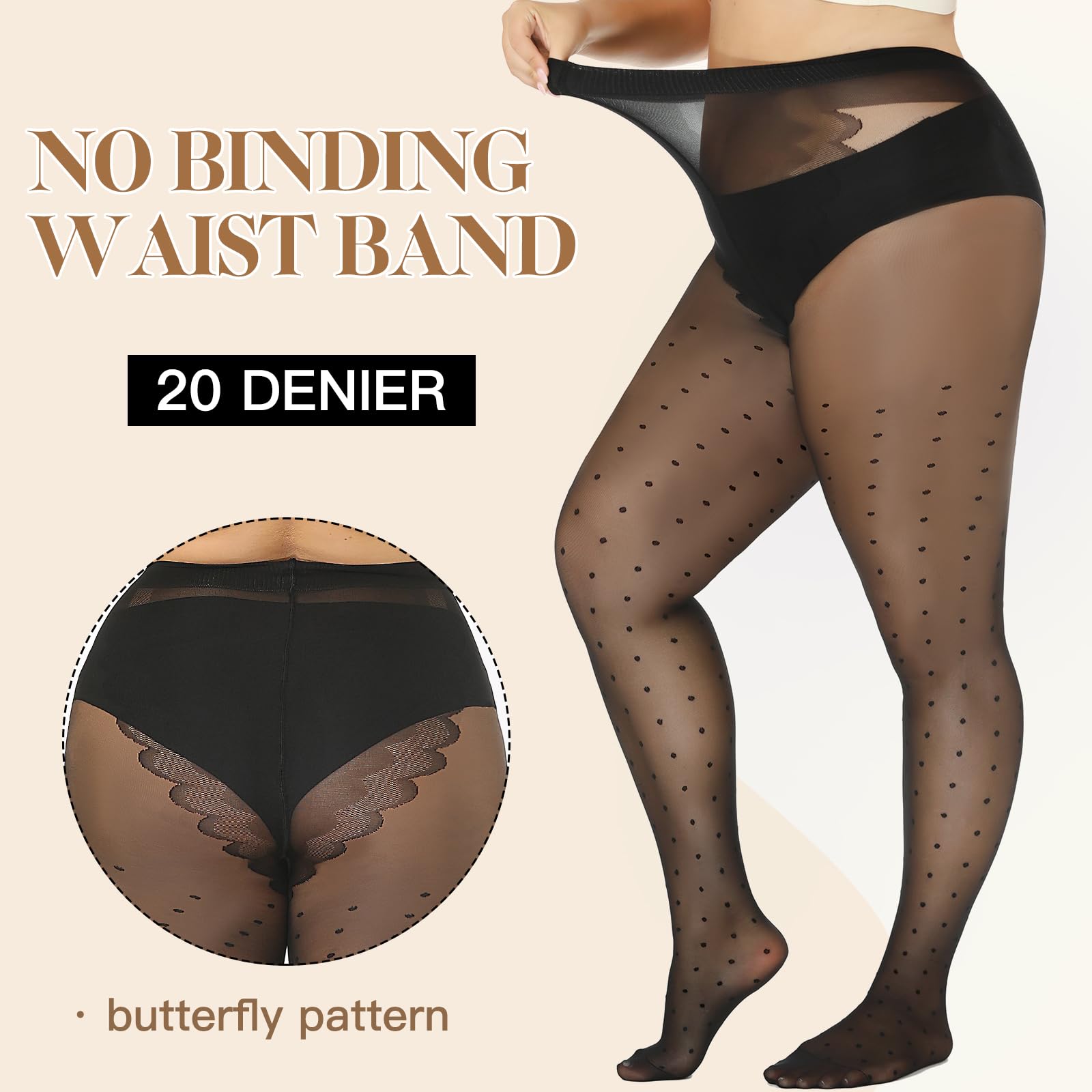 MANZI Tights for Women Patterned Sheer Ultra Thin High Waist Pantyhose Manzi