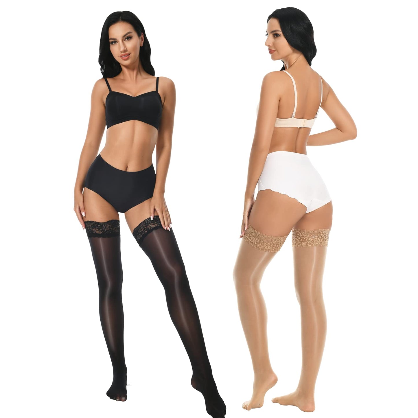 MANZI Shiny Thigh High Stockings Sexy  2 Pairs Pack Manzi 
