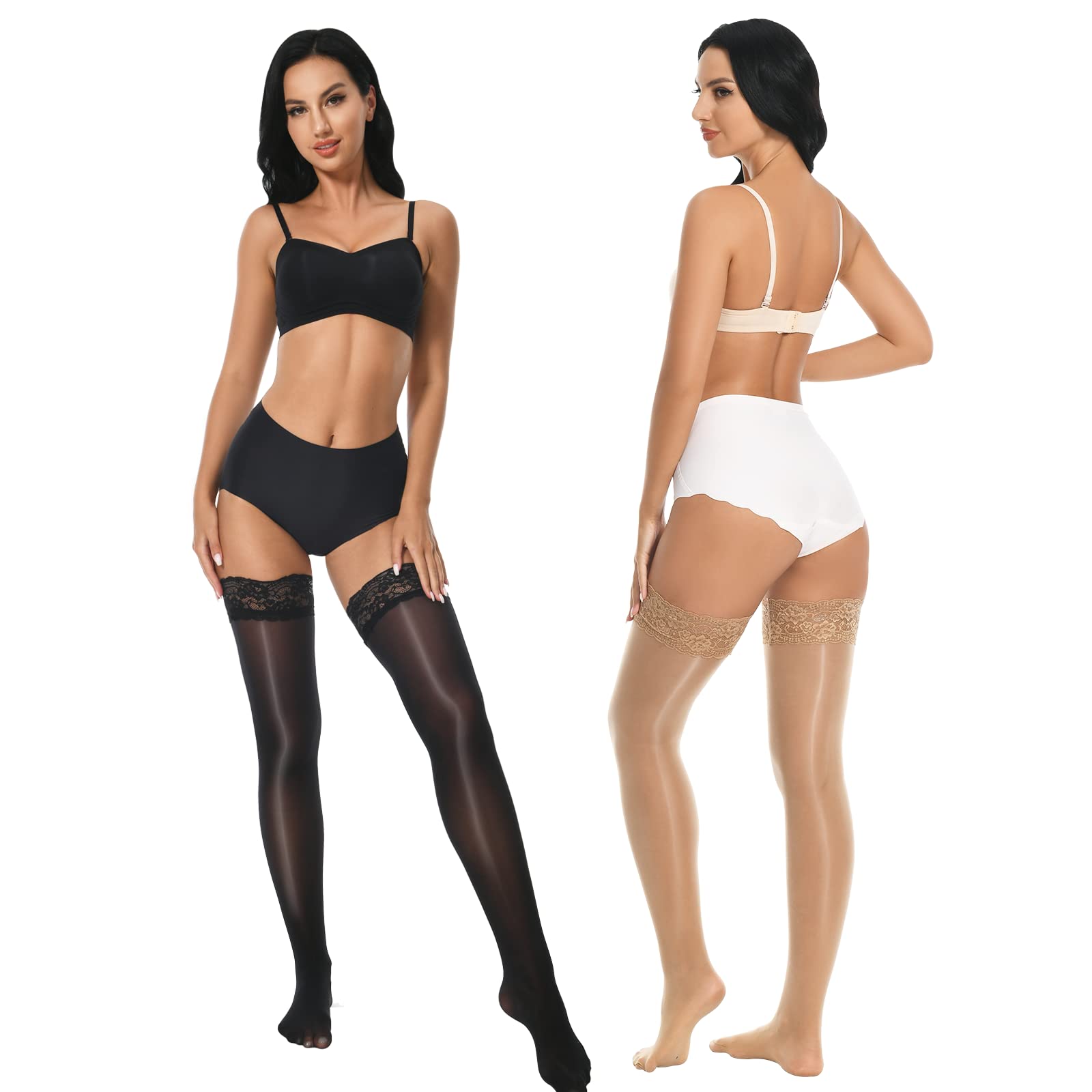 MANZI Shiny Thigh High Stockings Sexy  2 Pairs Pack Manzi 