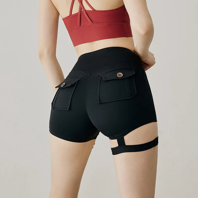 Womens Pocket Button Gym Leggings