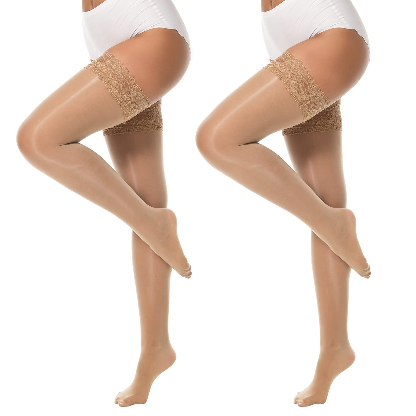 MANZI Shiny Thigh High Stockings Sexy  2 Pairs Pack Manzi 