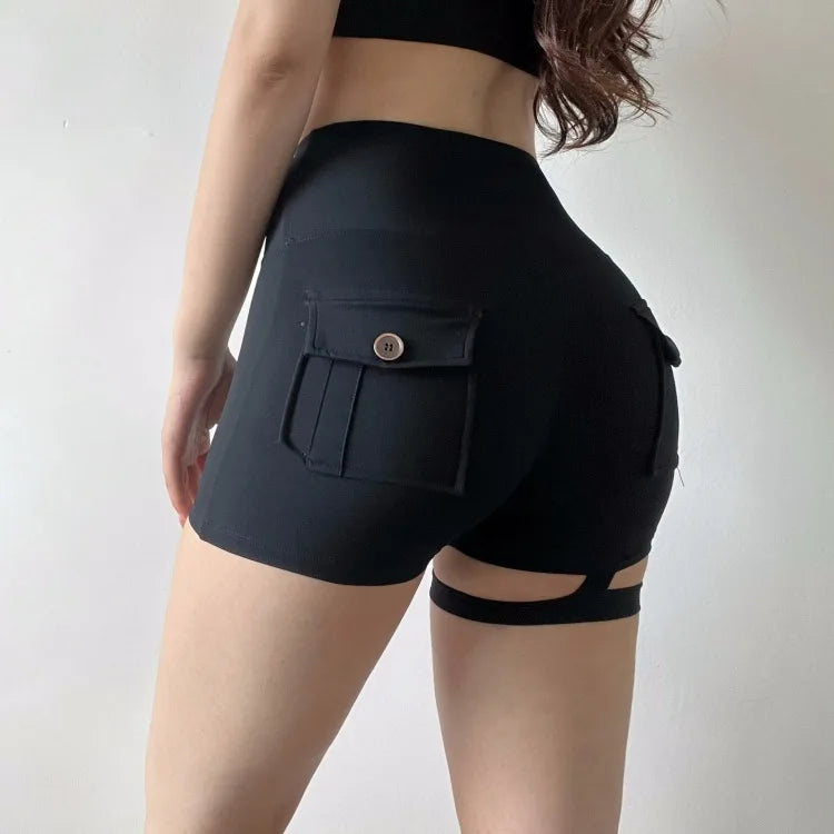 Womens Pocket Button Gym Leggings